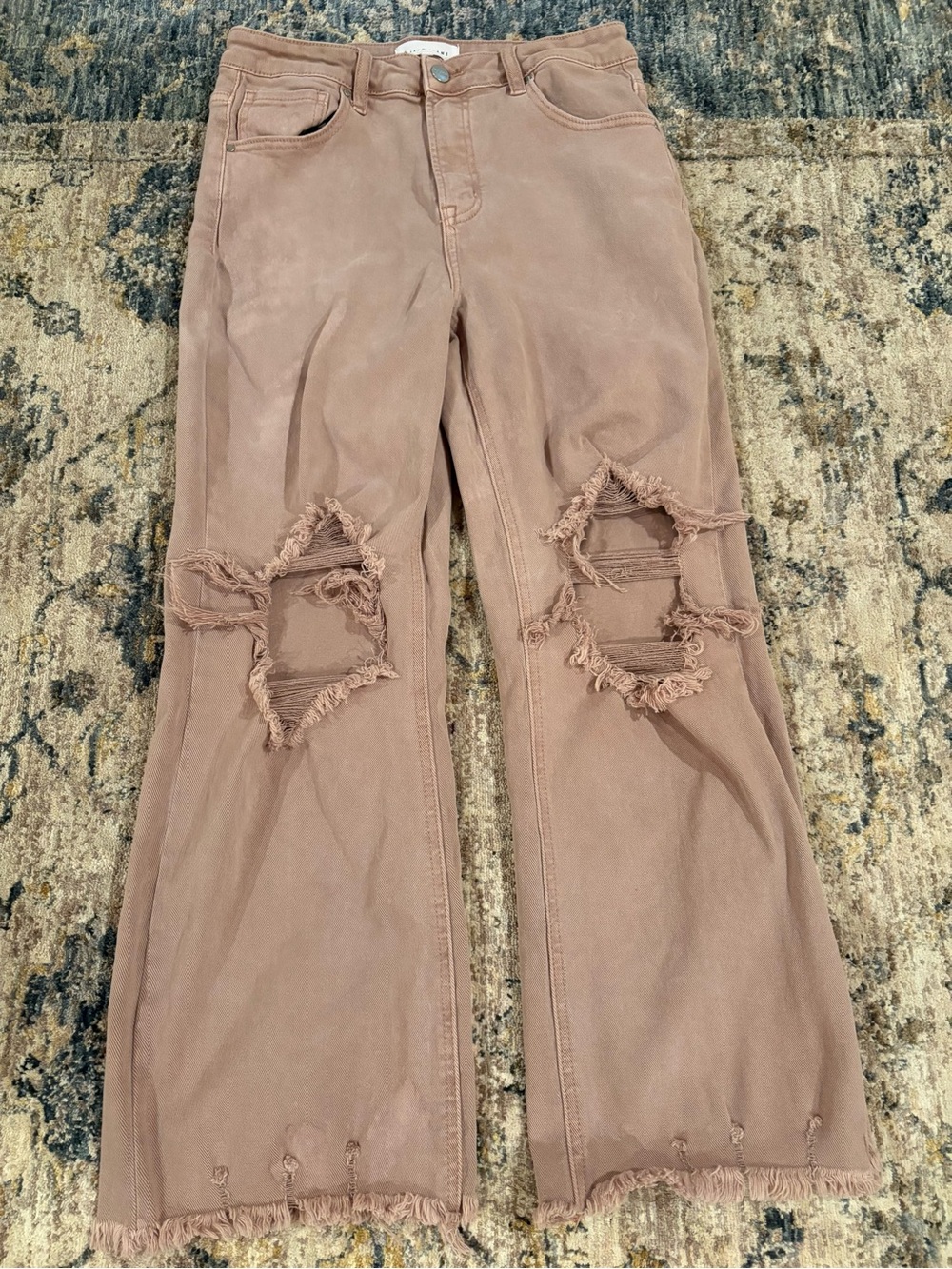 Risen High Rise Jeans Mauve Wide Leg Jeans Size 11